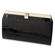 The Lady's Italian Leather Accordion Wallet. (Crocodile Skin Embossed)