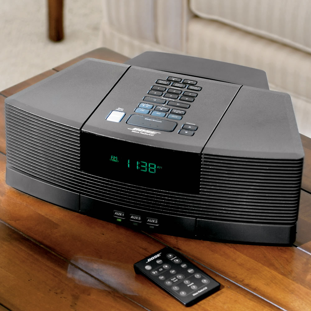 The Bose Wave Clock Radio CD Player With Pedestal Hammacher Schlemmer