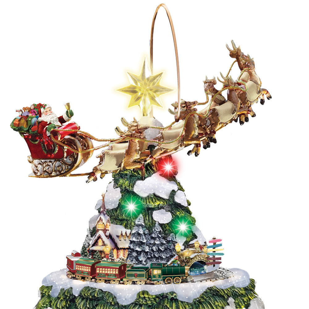 ANIMATED ILLUMINATED CHRISTMAS TREE Figurine Trains Santa Sleigh Tree