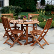 The Trestle Patio Table and Stow Away Chairs.