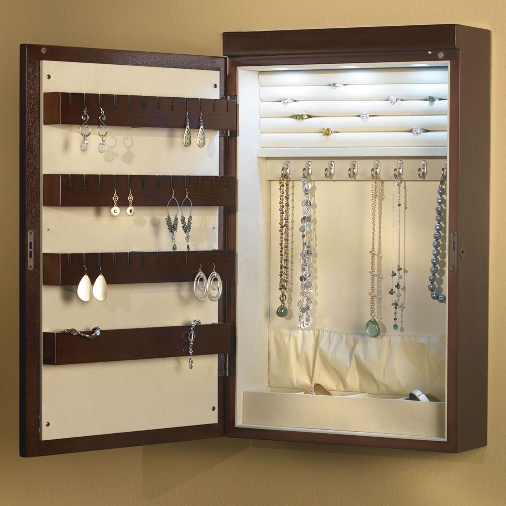 The 24" Wall Mounted Illuminated Jewelry Armoire 