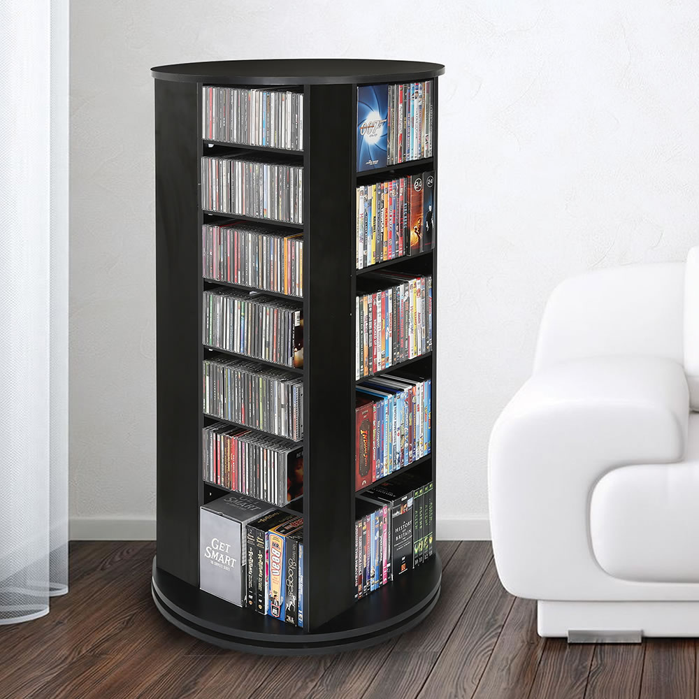 The Space Saving Rotating CD DVD Tower Hammacher Schlemmer