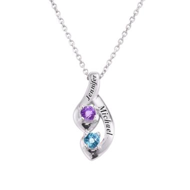 The Personalized Name/Birthstone Family Pendant (Two Names/Birthstones)