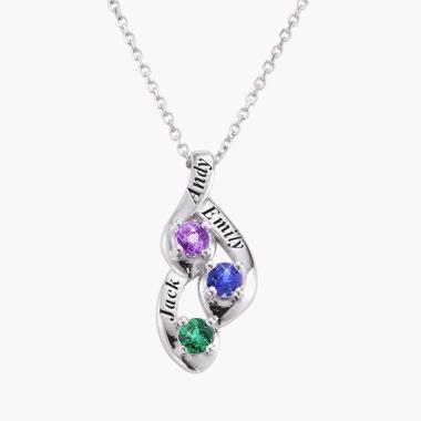 The Personalized Name/Birthstone Family Pendant (Three Names/Birthstones)