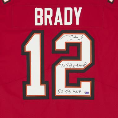 The Tom Brady Autographed Super Bowl Inscribed Jersey - Hammacher Schlemmer