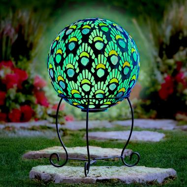 The Peacock Mosaic Garden Orb