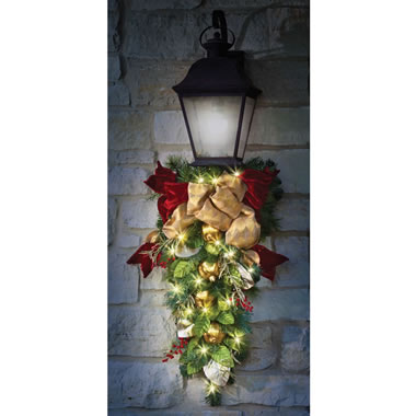 The Cordless Prelit Regal Ribbon Holiday Trim (Teardrop Sconce)