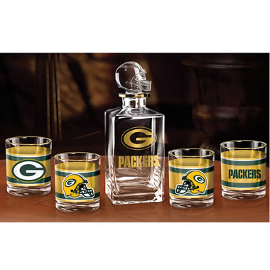 NFL Green Bay Packers Five-Piece Decanter Set With Glasses