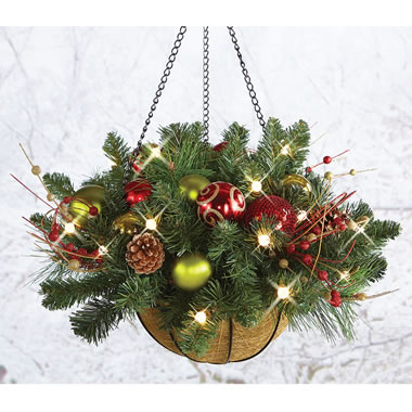 The Cordless Prelit Ornament Holiday Trim (Hanging Basket)
