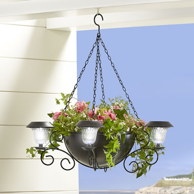 solar illuminated hanging planter