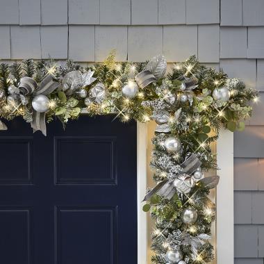 The Cordless Prelit Frosted Silver Holiday Trim (Garland)