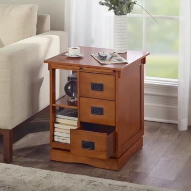 rotating end table with storage