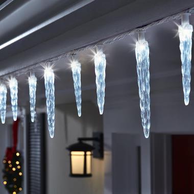 The Motion Activated Holiday Greeting Icicle Lights (White and Multicolor)