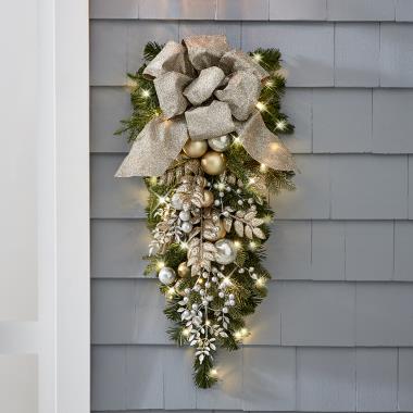 The Cordless Prelit Silver And Champagne Holiday Sconce