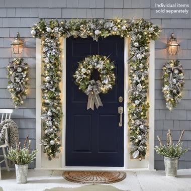 The Cordless Prelit Frosted Silver Holiday Trim
