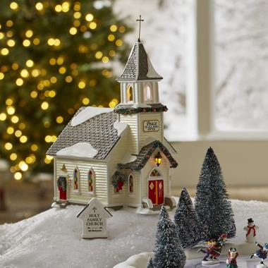 The Illuminated Christmas Snow Village (Holy Family Church)