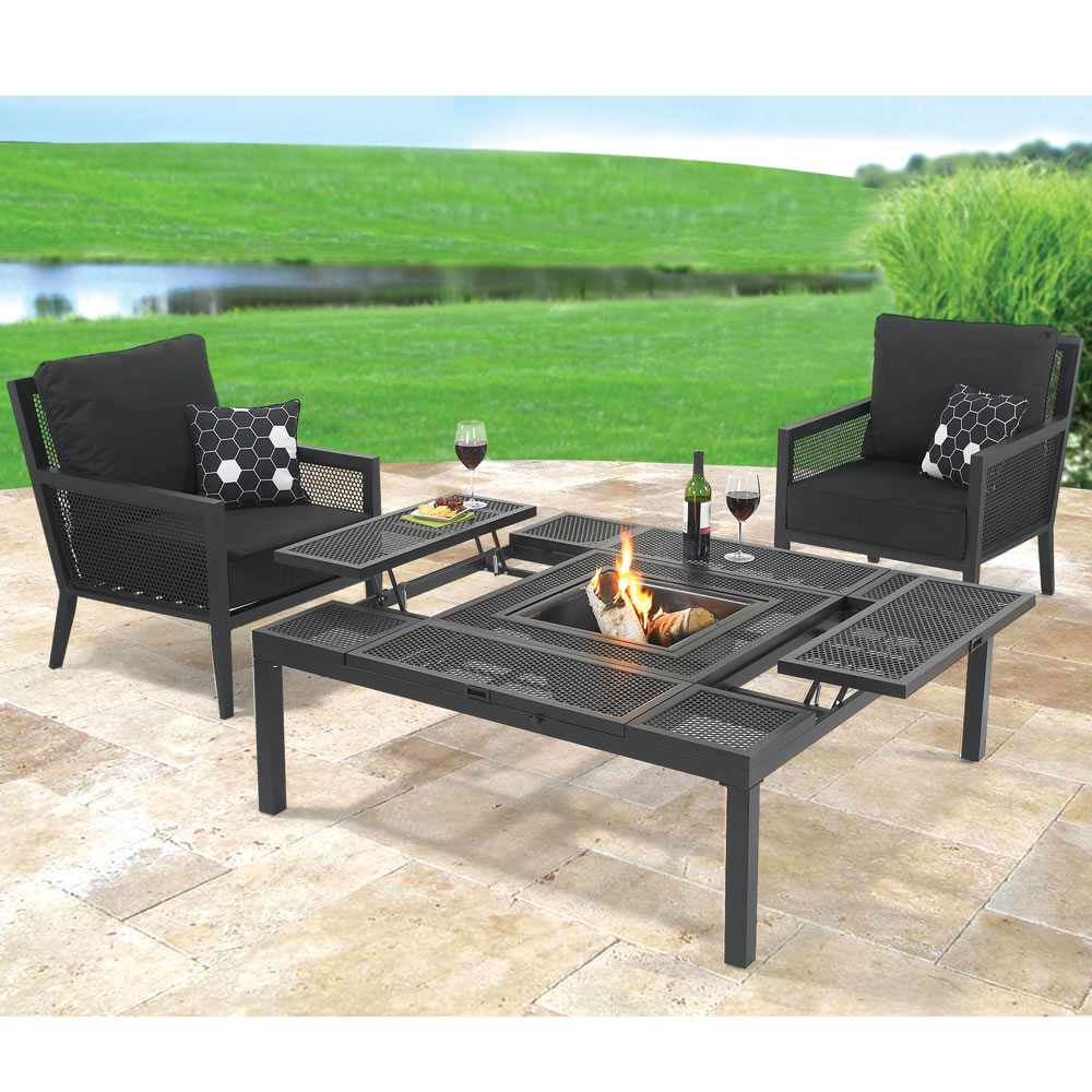 The Outdoor Convertible Coffee to Dining Table - Hammacher Schlemmer