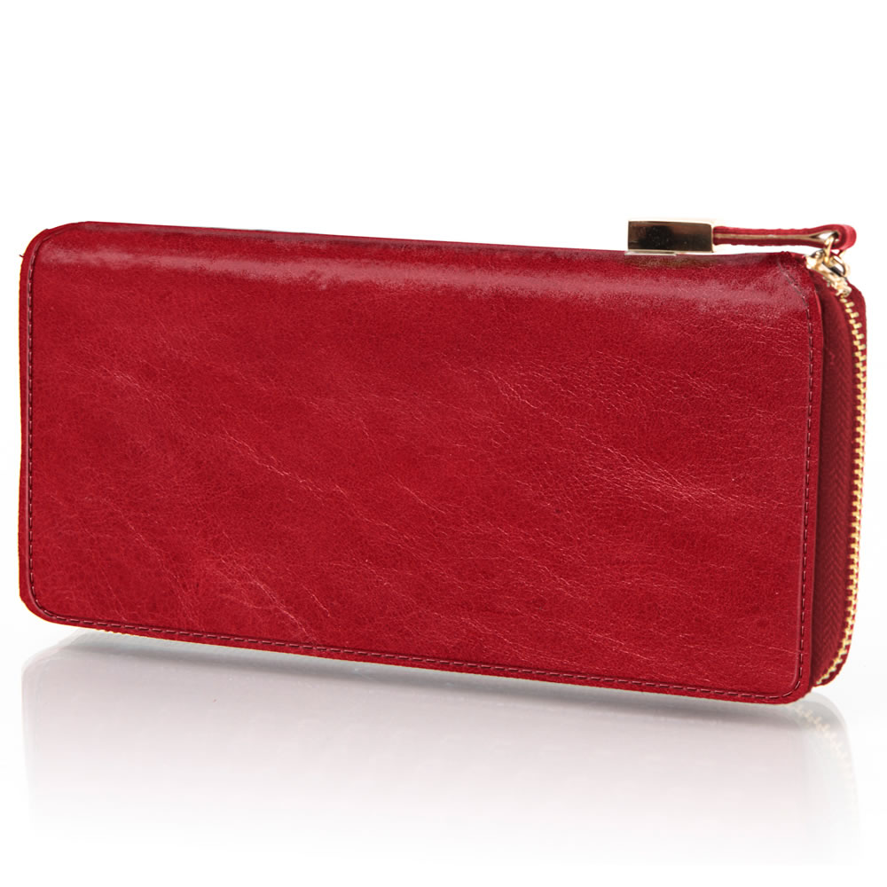 The Lady's Italian Leather Zippered Wallet (Aniline Dyed Cowhide ...