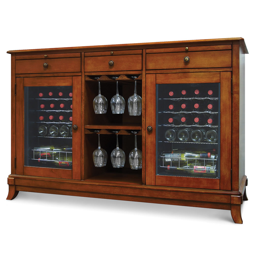 The Sommelier S Dual Temperature Wine Credenza Hammacher Schlemmer