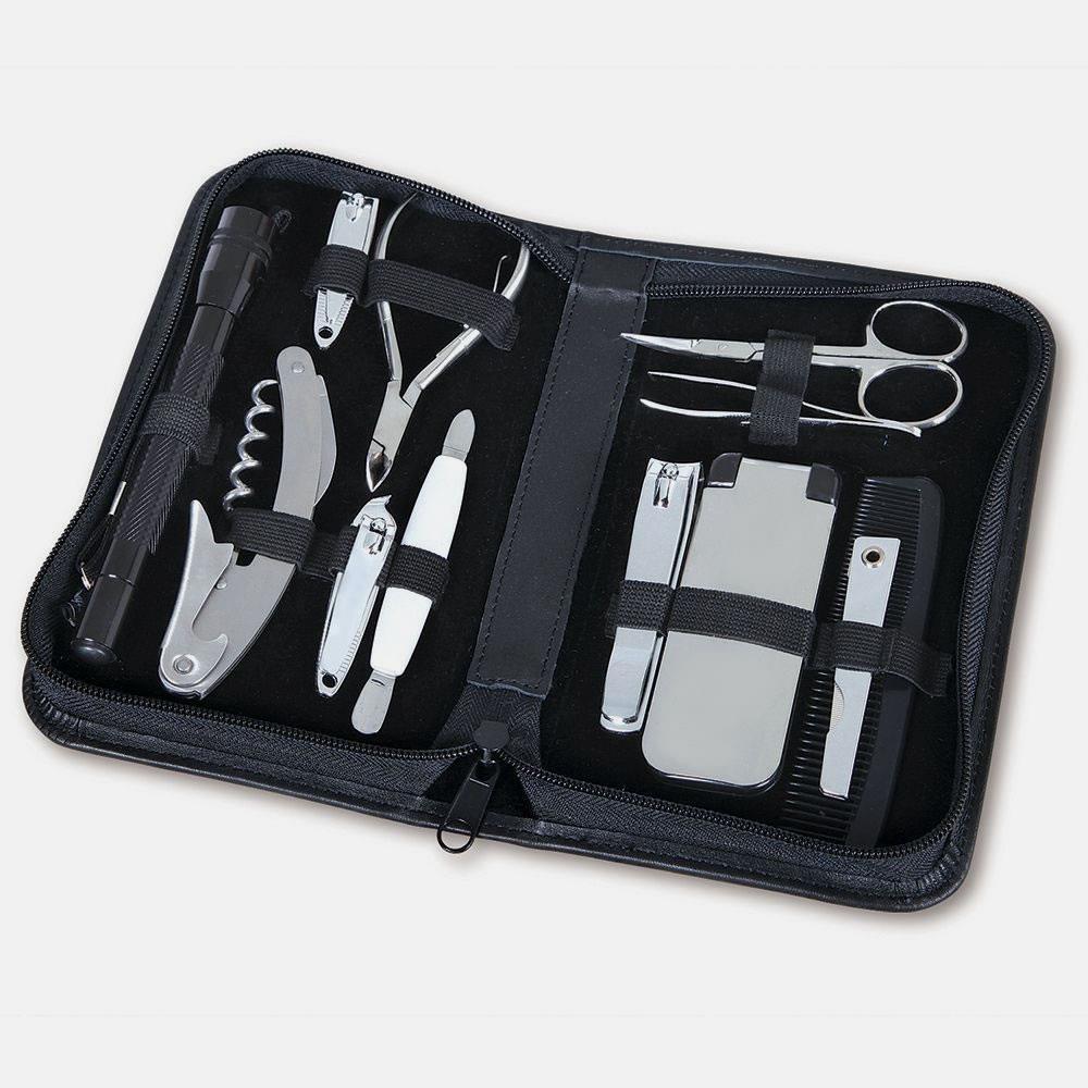 12-Piece Leather Grooming Kit