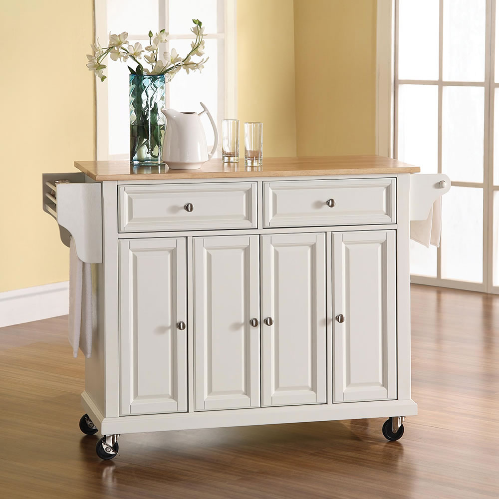 The Rolling Organized Kitchen Island Hammacher Schlemmer