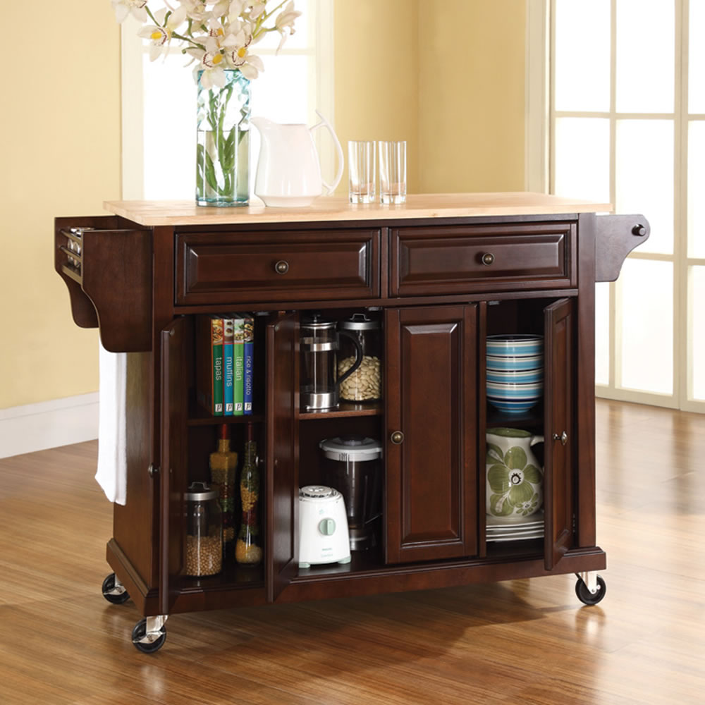 The Rolling Organized Kitchen Island Hammacher Schlemmer