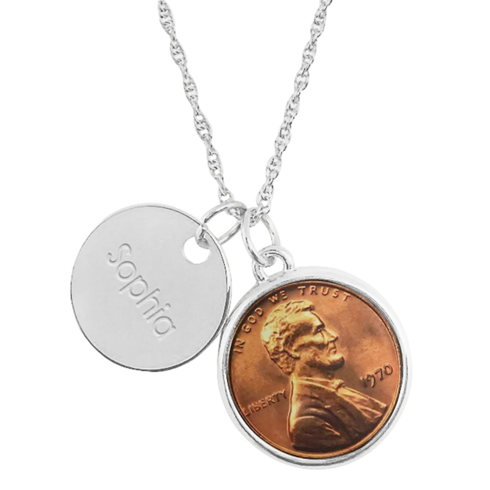 Year To Remember Personalized Penny Pendant - Silver