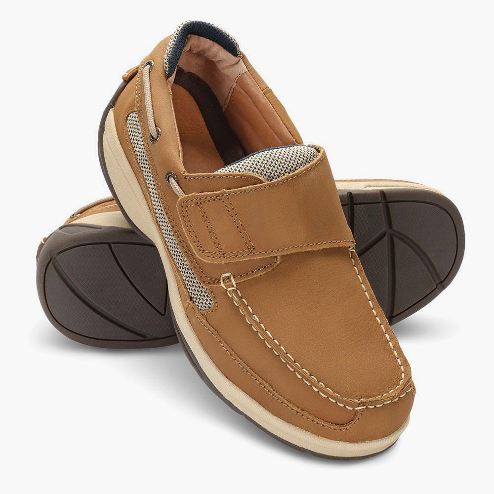 Adjustable Width Neuropathy Deck Shoes - 12 - Tan