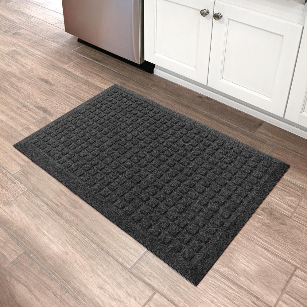 GIBZ Water Absorbent Kitchen Mats Comfort Anti Fatigue Floor Rug with Non  Slip Rubber Backing Easy to Clean, Grey, 45×70+45×120cm