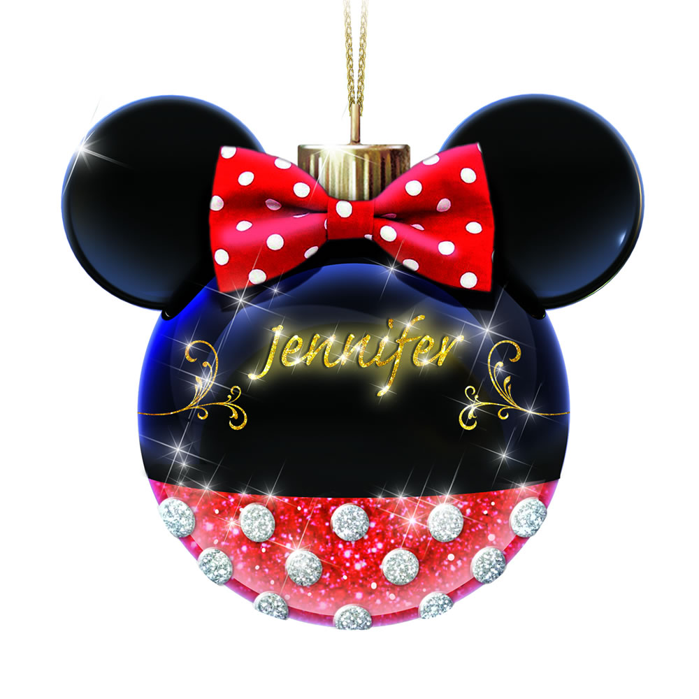 Personalized Mickey And Minnie Ornaments - Minnie - Red