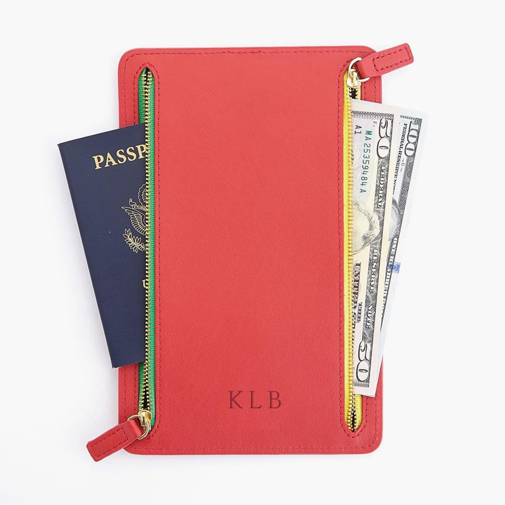 Organized Traveler's Compartmented Monogrammed Wallet - Red