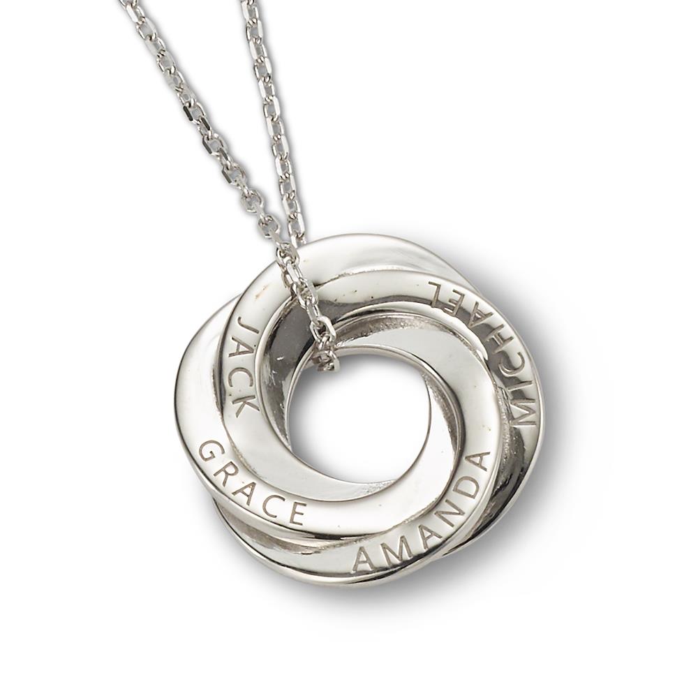 Personalized Keepsake Necklace - Four Ring - Silver