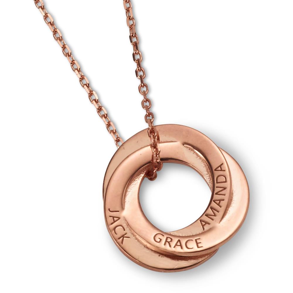Personalized Keepsake Necklace - Three Ring - Rose Gold