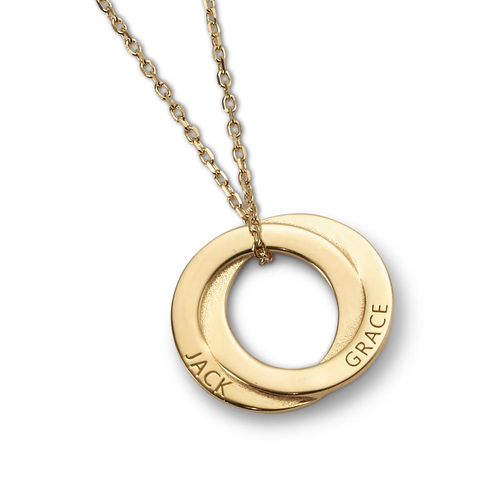 Personalized Keepsake Pendant - Double Ring - Gold