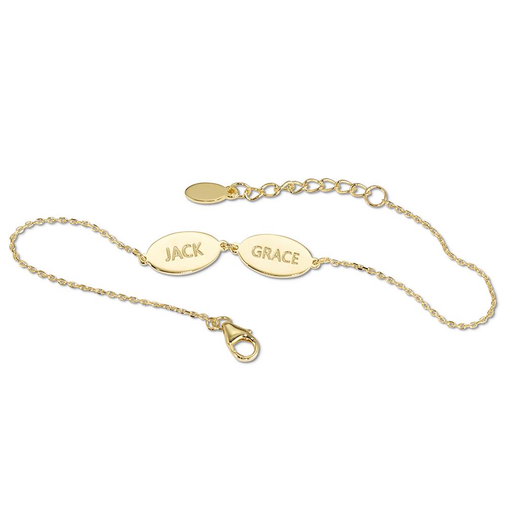 Personalized Keepsake Bracelet - Two Discs - Gold