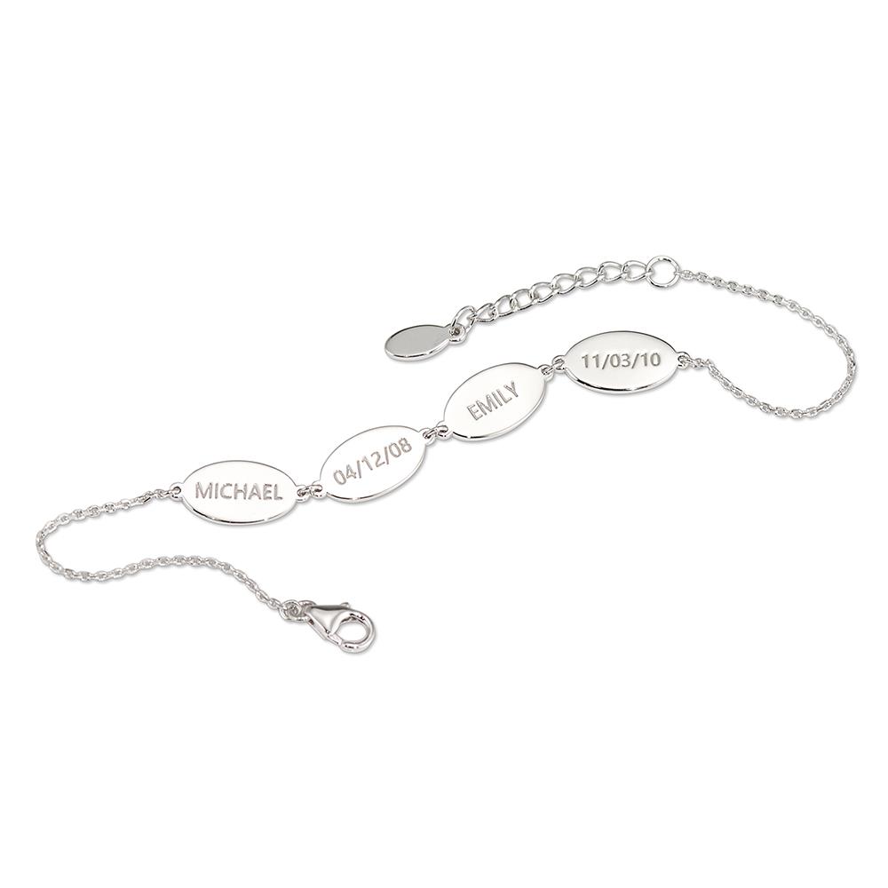 Personalized Keepsake Bracelet - Four Discs - Silver