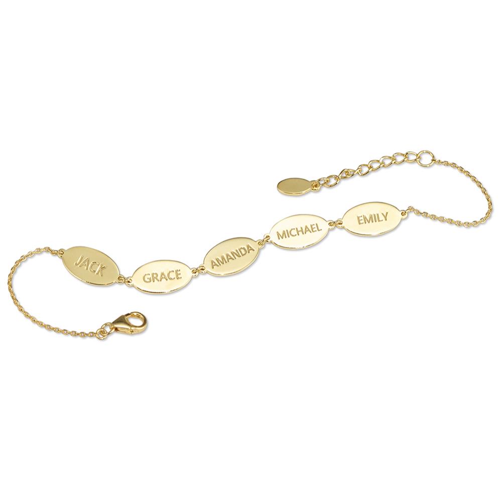 Personalized Keepsake Bracelet - Five Discs - Gold