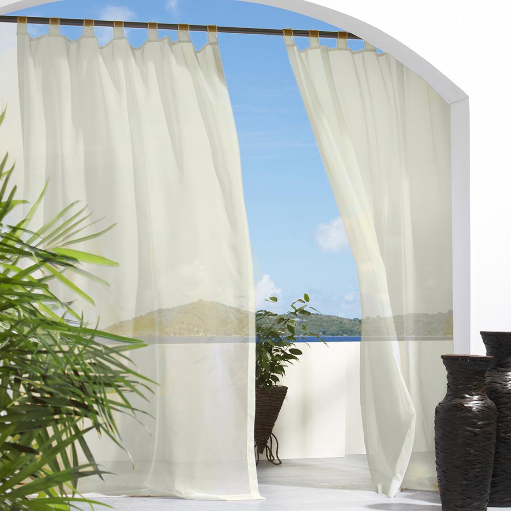 Outdoor Antigua Curtains - Loop Top Sheer - 54 W X 84 H - White