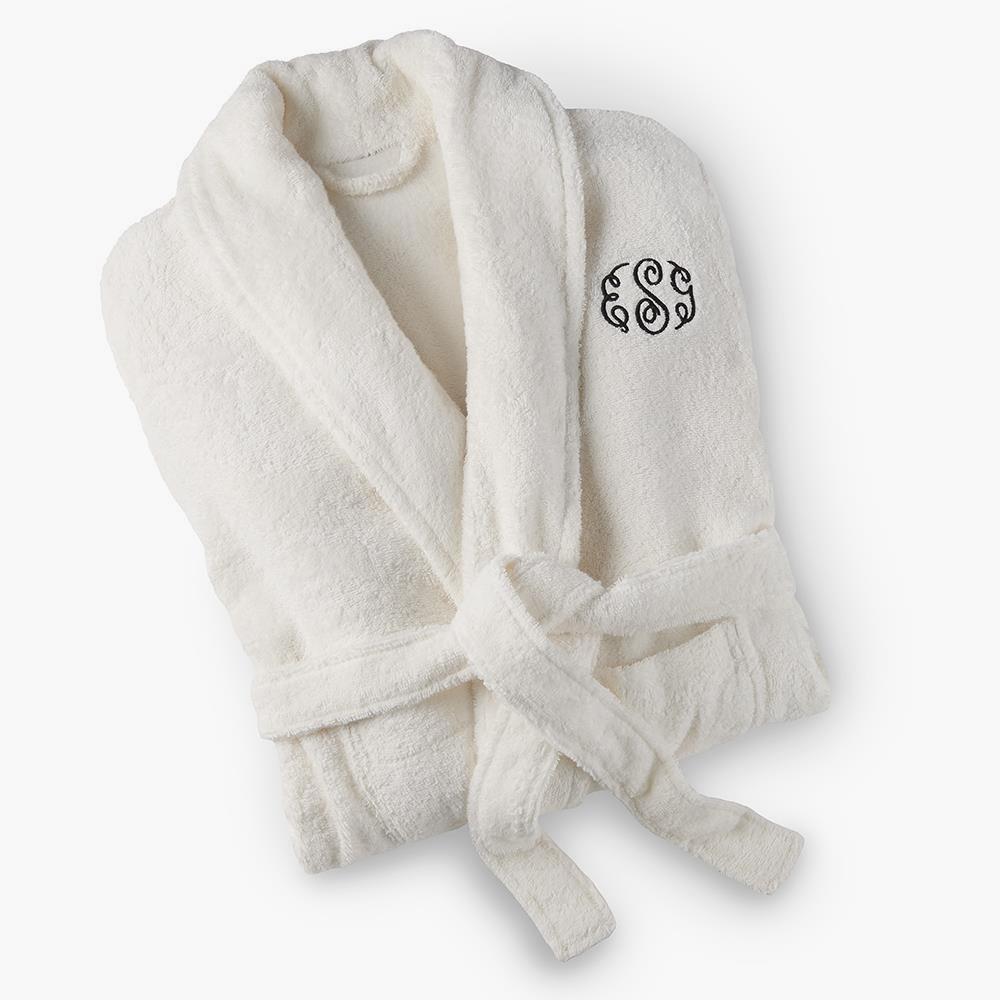 Monogrammed Child's Luxury Turkish Cotton Robe - Medium - White