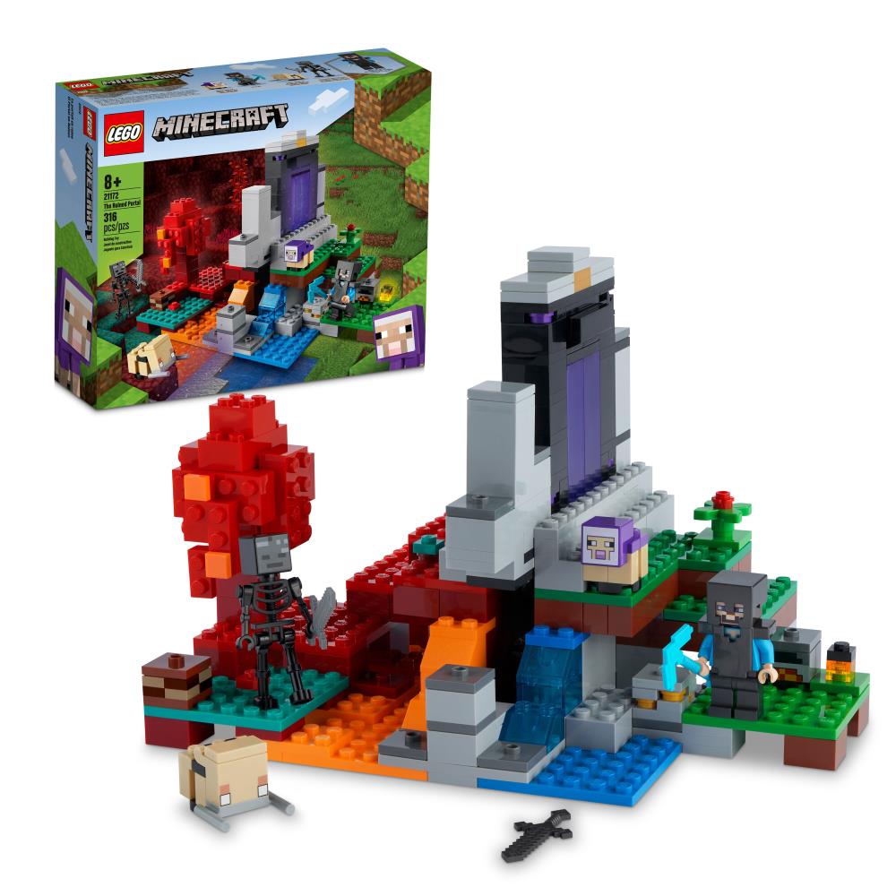 The LEGO Minecraft The Ruined Portal - Hammacher Schlemmer