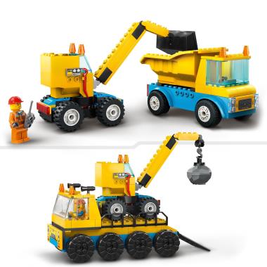 The LEGO City Construction Trucks and Wrecking Ball Crane - Hammacher  Schlemmer
