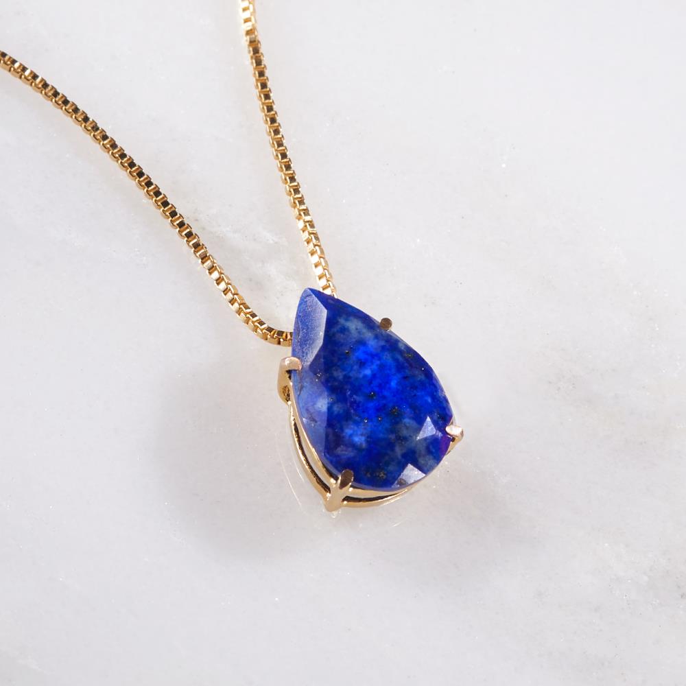 Faceted Lapis Lazuli Pendant - Blue