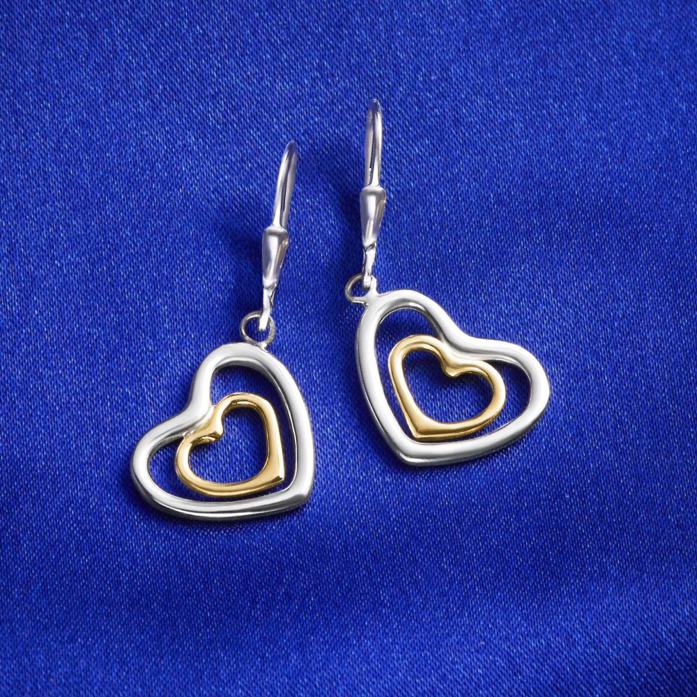 Two Hearts As One Earrings - Gold