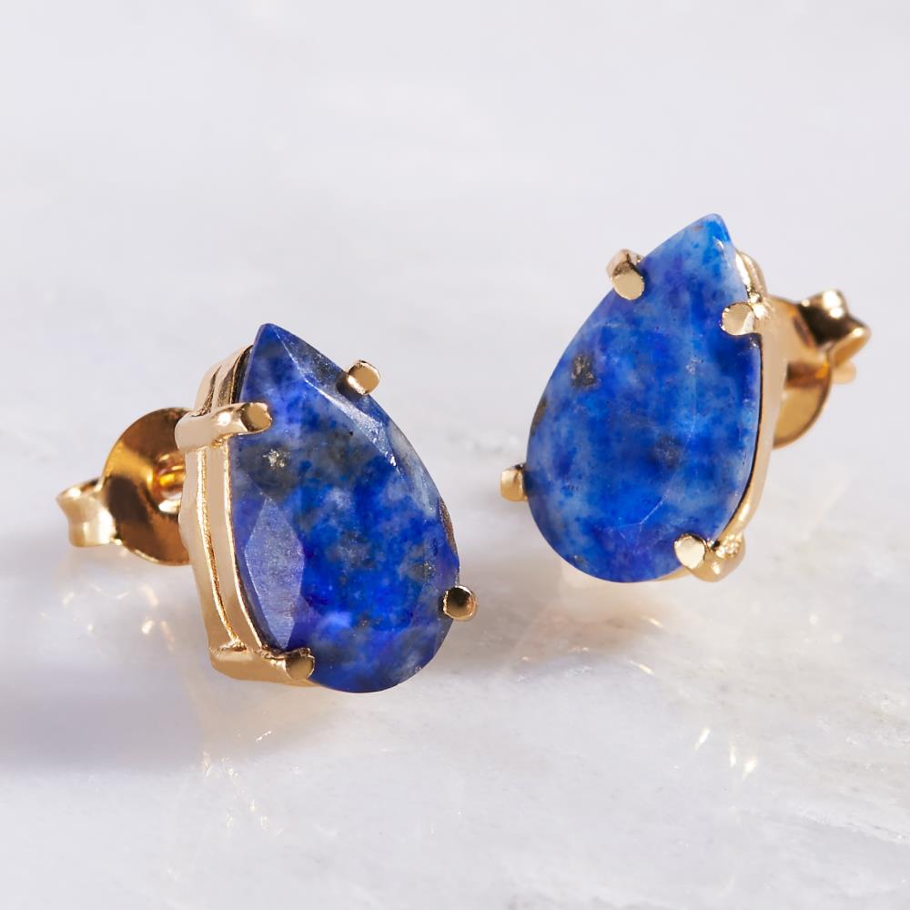 Faceted Lapis Lazuli Earrings - Blue