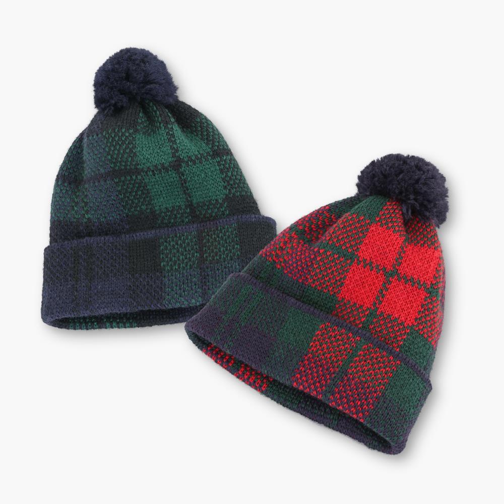 Scottish Tartan Pom Hat - Red