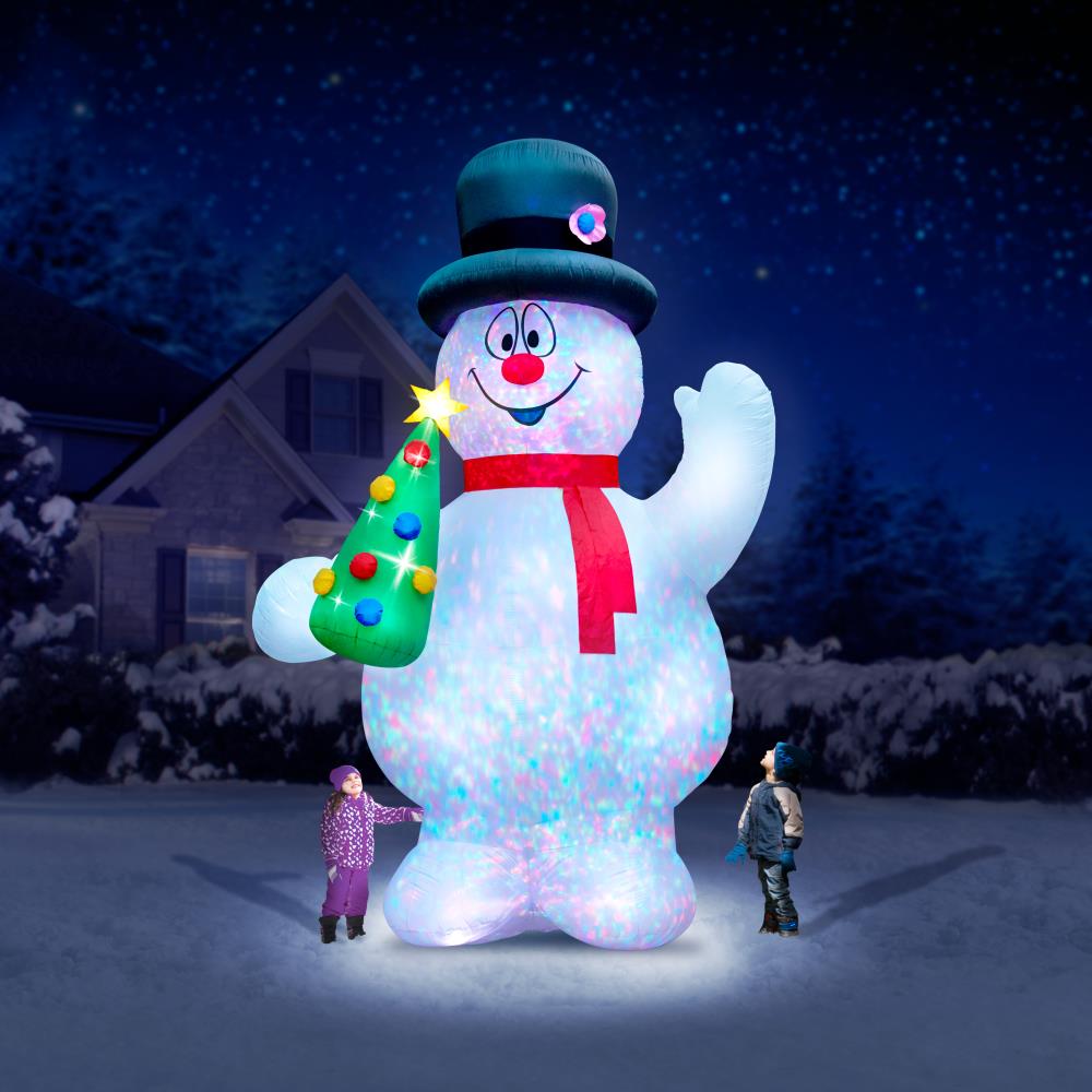 16' Frosty The Snowman Lightshow - 16 1/2' H X 7 1/2' W X 9 1/2' D - Red , Holiday Yard Decorations