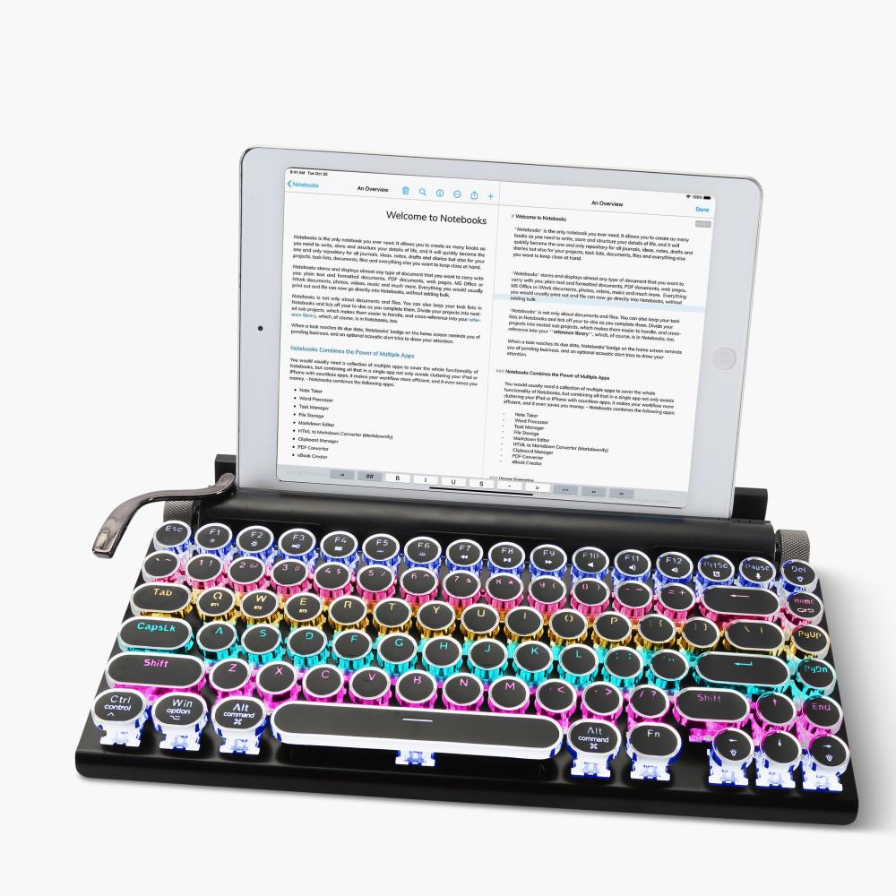 Wireless Color Changing Typewriter Keyboard