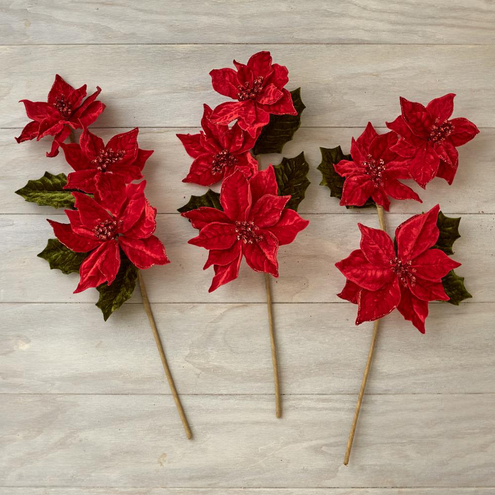 Holiday Traditions Poinsettia Sprays - Red
