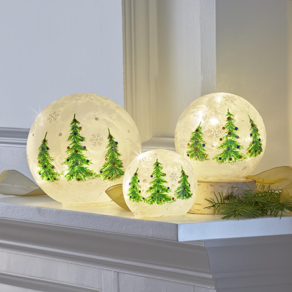 Illuminated Glass Christmas Orbs - White