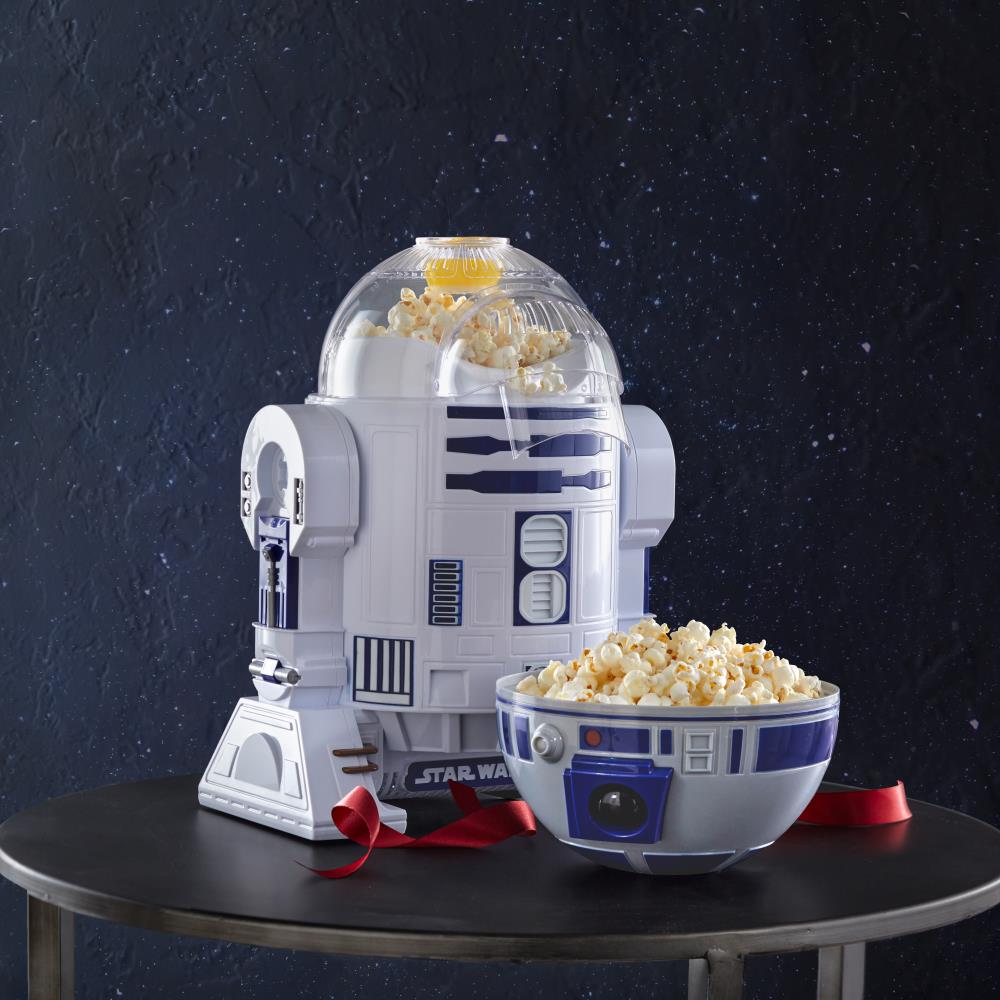 R2-D2 popcorn maker in action. It was messy. Hoping the next time goes